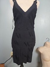 GUESS Dress Women's Size Medium Little Black Knee Length Flapper Style Fringe