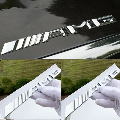 AMG für Mercedes Emblem Logo Heck Heckklappe Aufkleber Hinten Logo Silber NEU