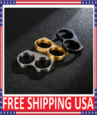 Hip Hop Double Finger Ring Men Black Gold Silver Knuckle Ring Fashion Jewelry US