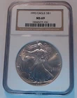 1993 American Silver Eagle Coin - NGC MS69