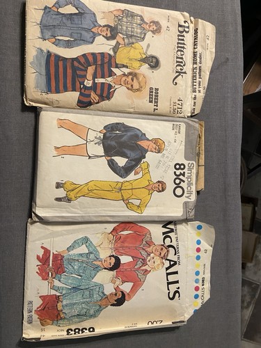 Lot of 3 Vintage Men’s Sewing Patterns Simplicity McCalls Butterick Western