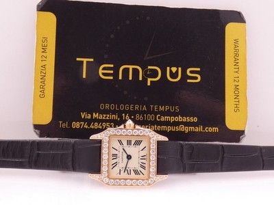 CARTIER SANTOS DEMOISELLE 2794 18KT ROSEGOLD & FACTORY DIAMONDS LÜNETTE & ÖSEN