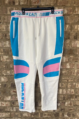 Rockstar Original Becca Track Set Pants Only White Neon Pink Size 2XL