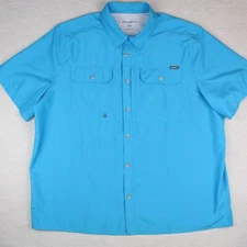 Eddie Bauer Shirt Mens Size XXL Blue Tech Short Sleeve Moisture Wicking Vented