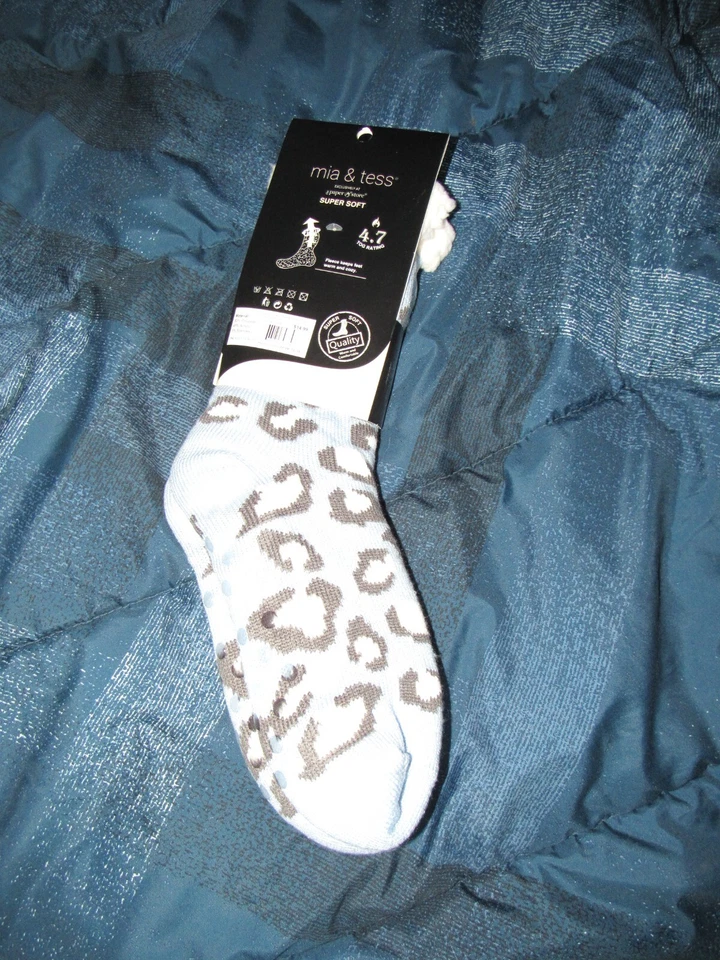 Nuevo Mia & Tess Calcetines Deportivos Tejido Térmico Azul Estampado Animal Polar Foto 4 de 4