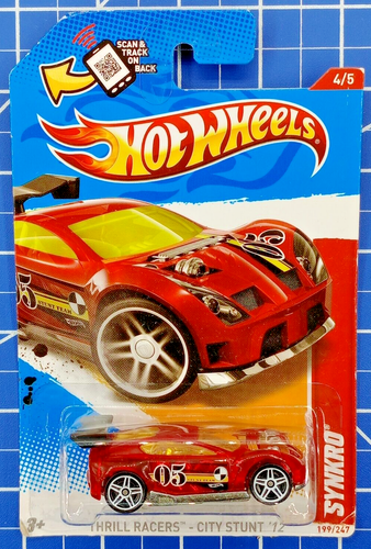 2012 Hot Wheels #199 Synkro Red 4/5 Thrill Racers City Stunt '12 White PR5 1:64
