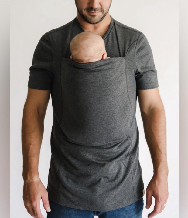 Lalabu Dad Shirt Baby Carrier Kangaroo Shirt Babywearing for Dads Gray