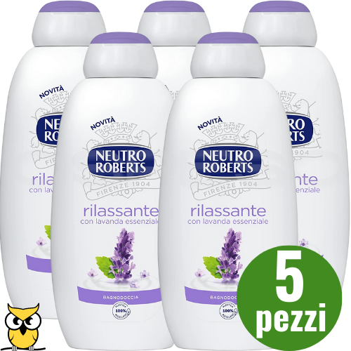 NEUTRO ROBERTS BAGNOSCHIUMA BAGNODOCCIA DETERGENTE CORPO RILASSANTE 600ML X5