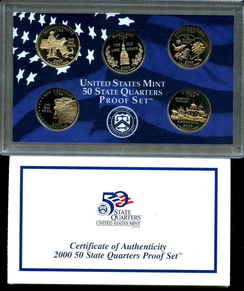 2000-S US Proof State Quarter Mint Set 5 Coins CN CLAD 20uoc0925 - Image 3 of 4