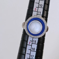 Vintage 925 Sterling Silver Mother Of Pearl Inlay Size 6 Ring