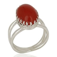 Carnelian 925 Sterling Silver Prong Set Ring Gemstone Jewelry