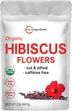 Micro Ingredients Organic Hibiscus Flowers 2lbs Cut Sifted  Dried Leaves NonGMO