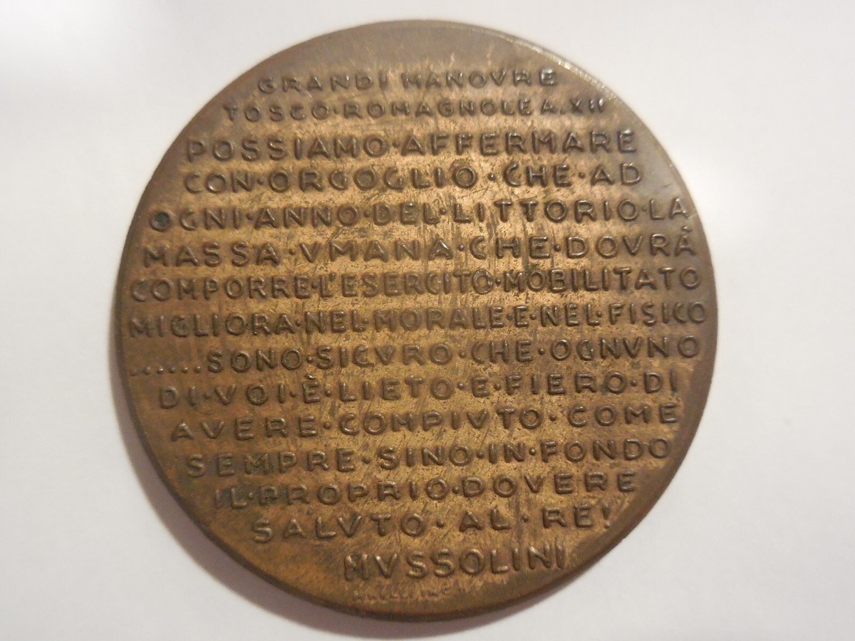 ムッソリーニ メダル イタリア ファシスト Medaglia Mussolini Italy Fascist Medal Mussolini speech great maneuvers tosco