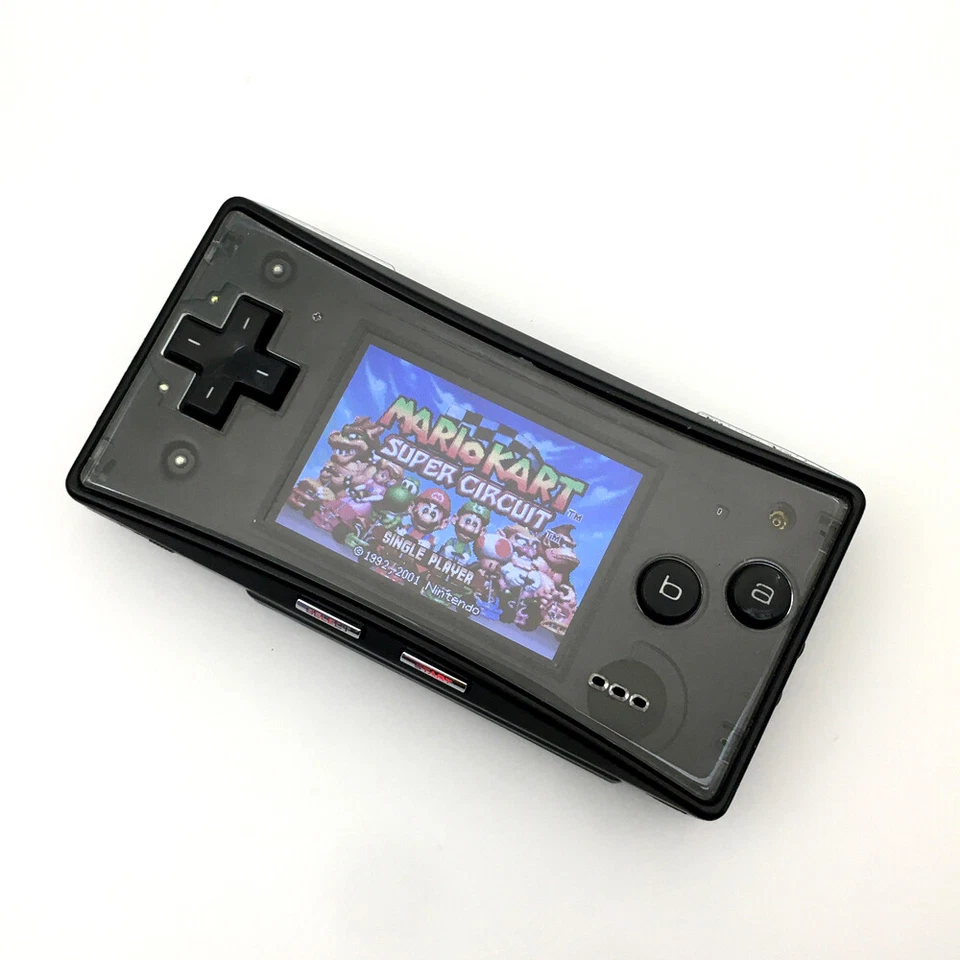 Cuerpo negro con placa frontal transparente usado Nintendo Game Boy Micro GBM consola de juegos Foto 2 de 4