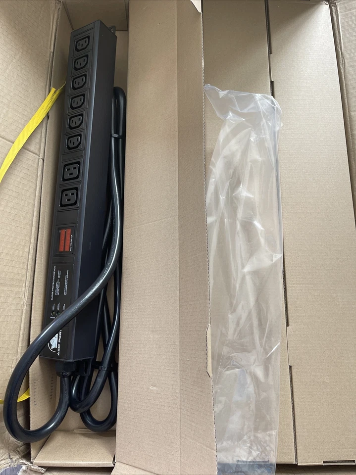 9ft L6-30p Plug Mining PDU 220V 240V 30A VA Meter + Surge Protection 6C13 + 2C19 - Image 3 of 3