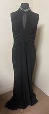NWT ABS Allen Schwartz Prom Dress Formal Black with Pearls Size Large