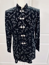 Jbs Ltd Black Velvet Jacket Blazer Silver Metallic Womens Evening Formal Sz 10p