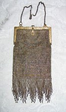 Antique French Cut Steel Beaded Purse Circa 1900-1910