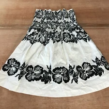 Juicy Couture Flared Strapless Dress Women S Black Floral Linen Blend Preppy