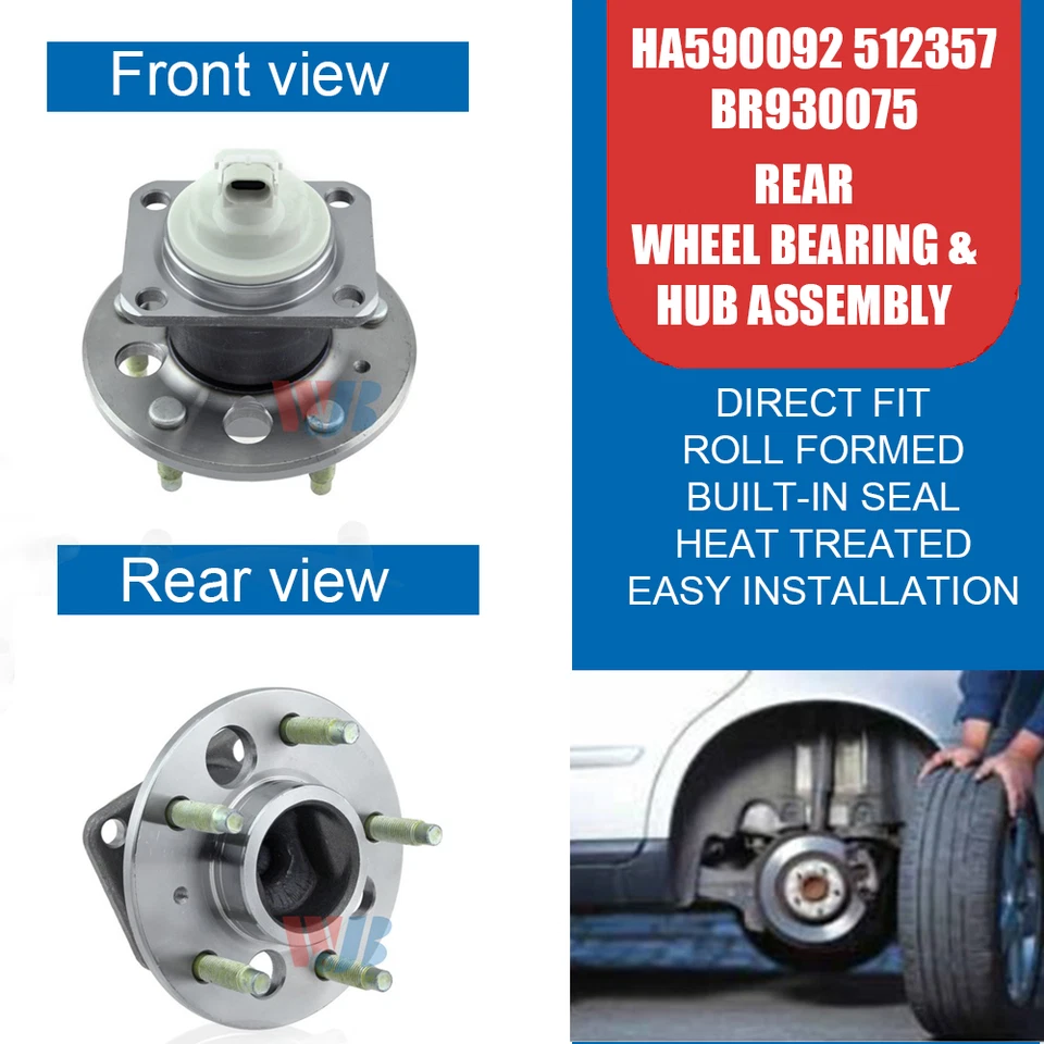 Pair Rear Wheel Bearing And Hub Assembly for Chevy Impala Pontiac Grand Prix - Imagem 2 de 4