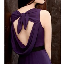 White by Vera Wang Gown Cowl back sash purple bridesmaid chiffon Womens US 6