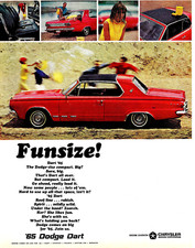 1965 Chrysler Dodge Dart Funsize 65 Vintage 1964 Print Ad