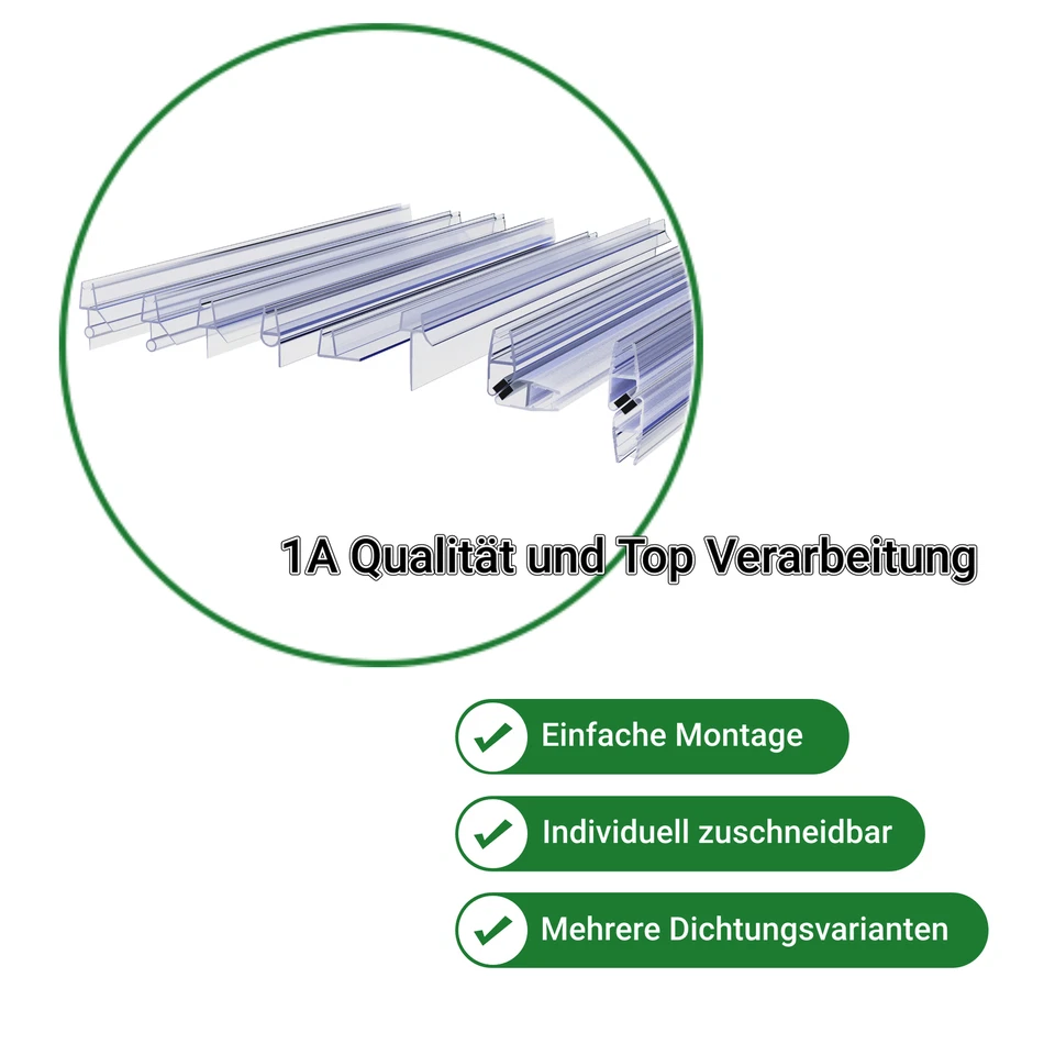 Ersatzdichtung Duschkabine Wasserabweiser Schwallschutz Dichtung für 5-10mm Glas - Bild 2 von 4