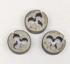 3 BTS 10-32 NF Round Dies 13/16" OD Screw Adjustable Die Carbon Steel Japan