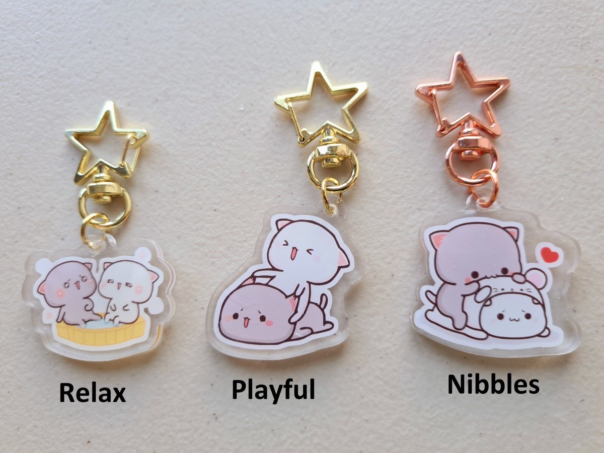 DODOWU Mitao Cat Peach & Goma Mochi Emoji Acrylic Metal Charm