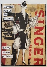 Mixed Media Collage Art Card ACEO ATC Snarky Flapper 1920s Be The Whole Problem