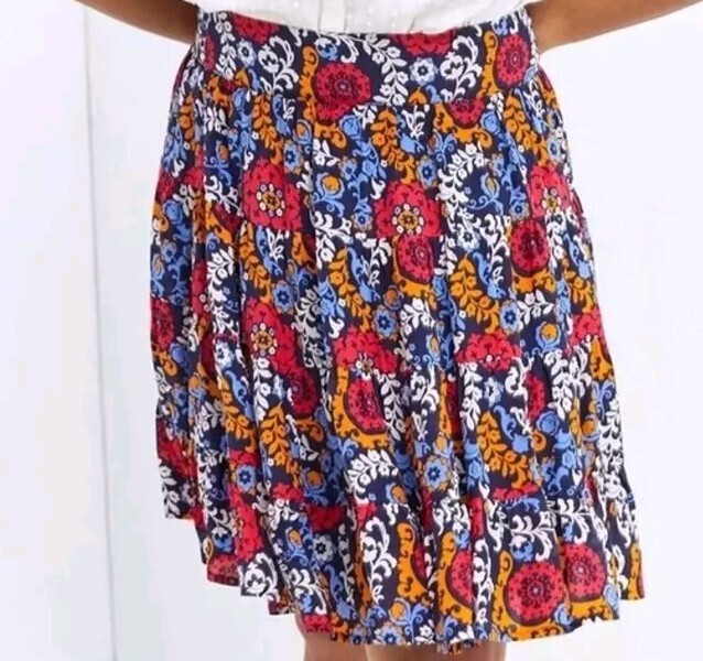 Maeve Anthropologie Floral Flowy Mini Skirt Womens XS Blue Orange