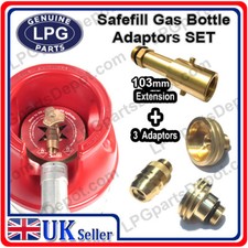 Safefill gas Bottle adaptor UK Bayonet Extension 103mm + ADAPTERS FOR ALL EUROPE