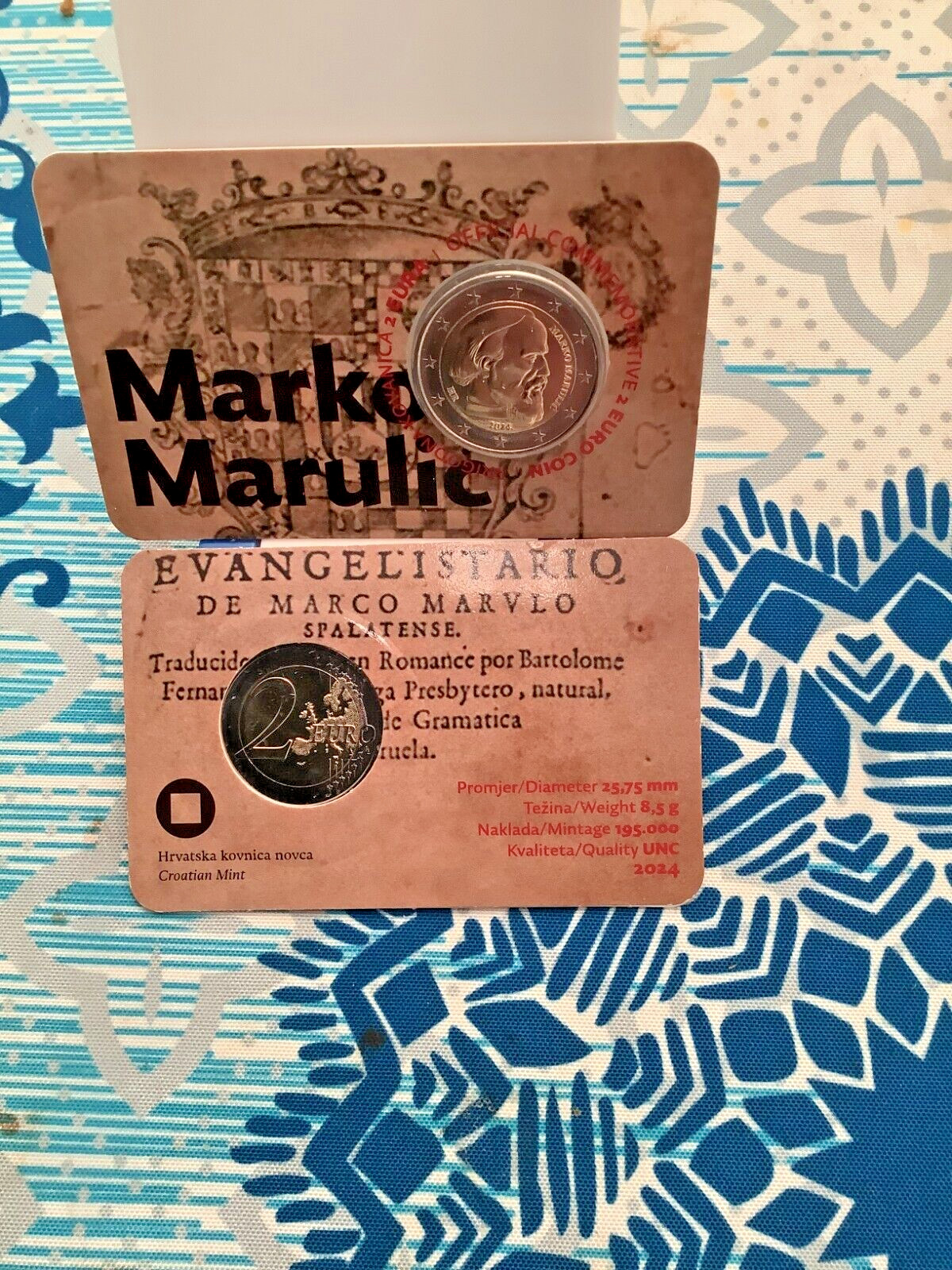 Pièce commémorative 2 euro Croatie 2024 Coincard " Marko Marulic "
