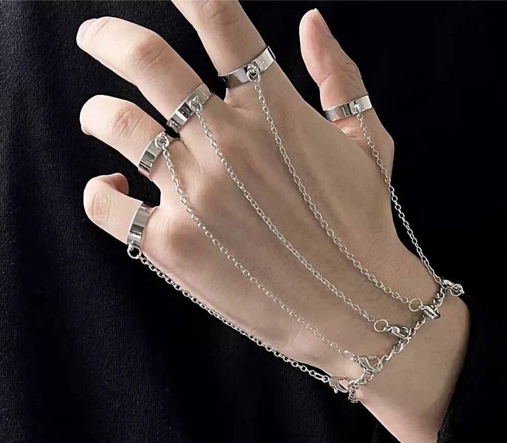 What is the name of this kind of bracelet? Are there similar ones, but only  with links to certain fingers? Thank you. : r/jewelry