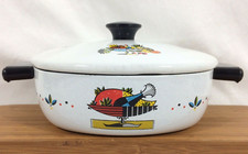 Retro Enamel 2 Qt Casserole Dutch Oven Pot Pan 8" Moundsville USA Vtg MCM  RARE