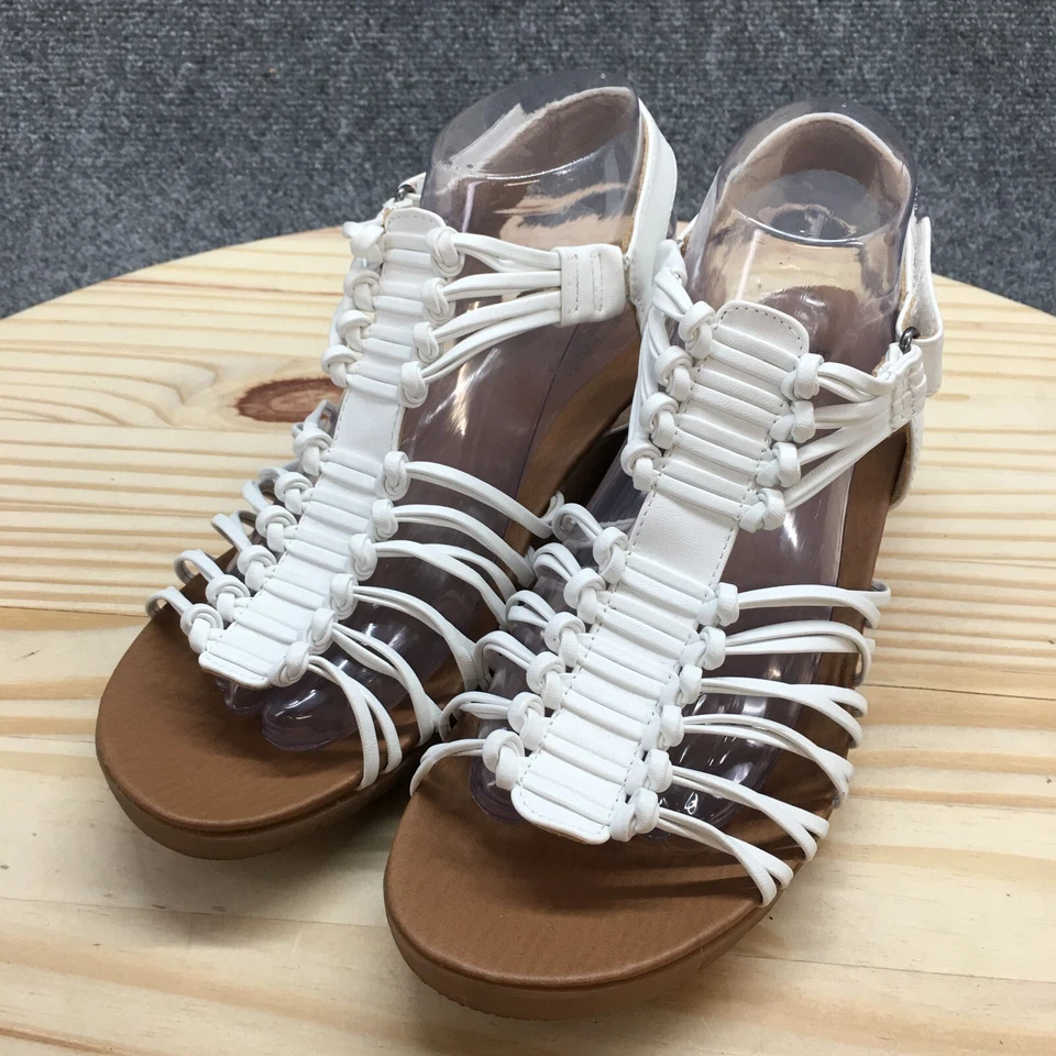 Босоножки Baretraps женские 9 M Carrie с ремешками белые искусственная кожа на танкетке с открытым носком - Изображение 3 из 4