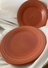 HOMER LAUGHLIN FIESTAWARE PERSIMMON SET OF 2 10 1/2" DINNER PLATES SALMON ORANGE