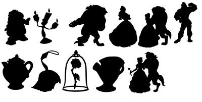 Disney Beauty And The Beast Silhouette Bundle Vinyl Stickers Phone Glass Laptop Ebay