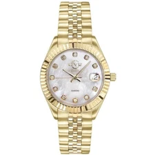 GV2 Women's Naples 12402 Swiss Quartz Diamond Gold IP Stainless Steel Watch
