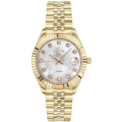 GV2 Women's Naples 12402 Swiss Quartz Diamond Gold IP Stainless Steel Watch
