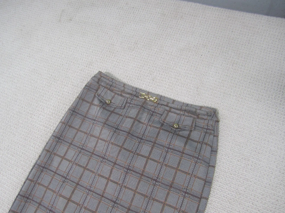 Cato Skirt Womens Medium Gray Brown Plaid  Casual Business Polyester Spandex - Image 2 of 4