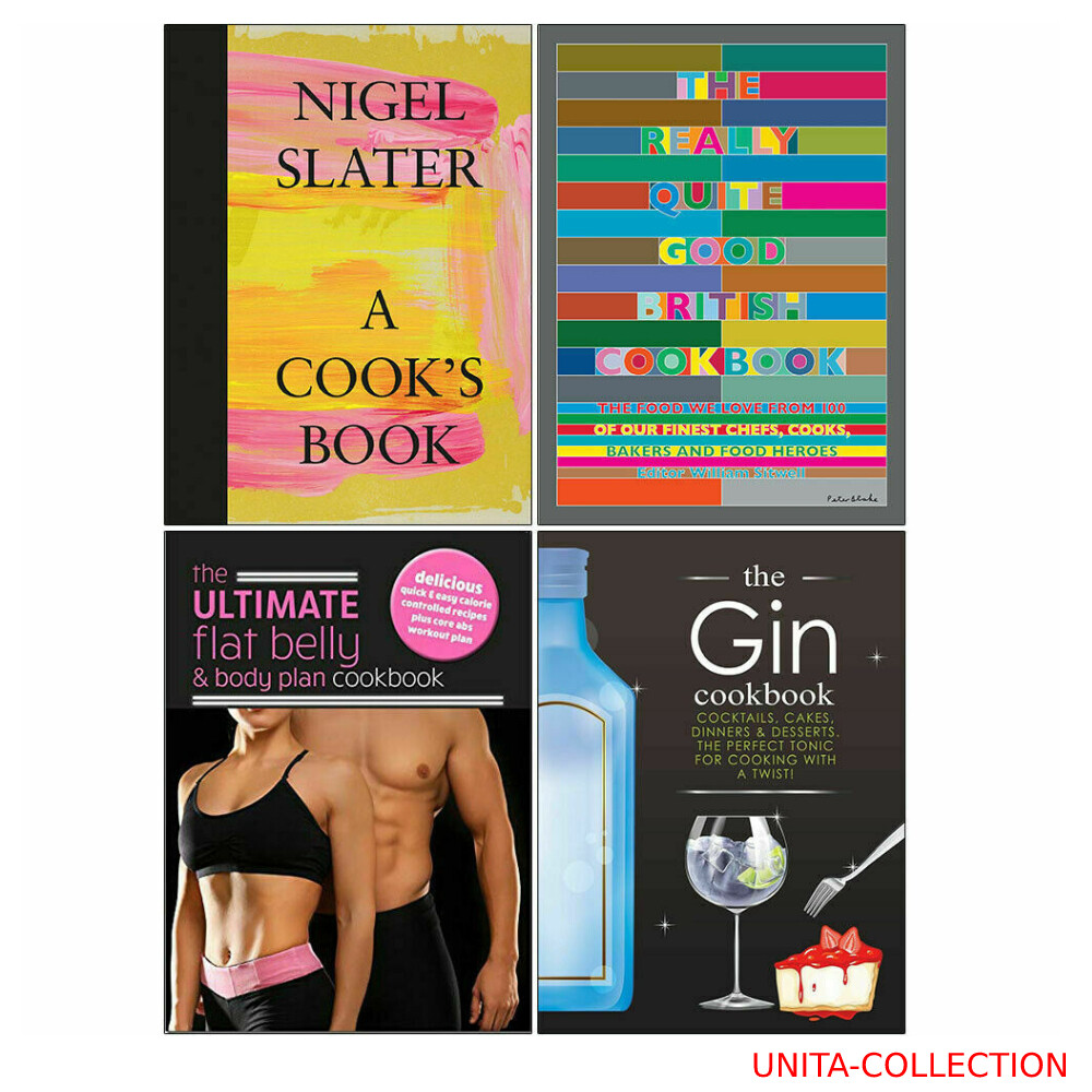 A Cook’s Book, Really Quite Good, Ultimate Flat Belly, Gin Cookbook 4 Books Set