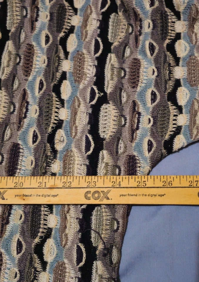 Vtg COOGI 90s Pastel 3d Chunky Knit Hip Hop Biggie V-neck Sweater Australia - Image 4 of 4