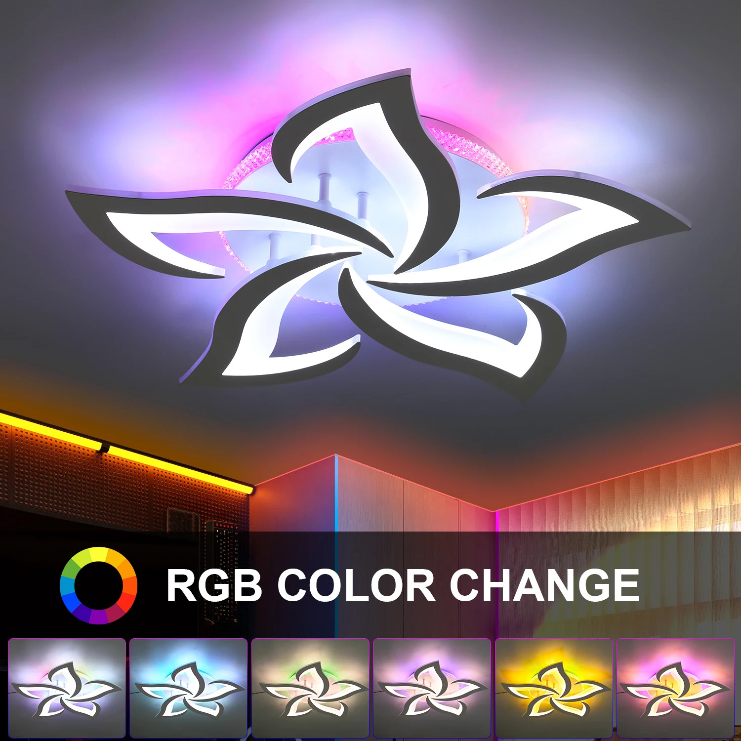 Plafonnier LED moderne RGB 50W pour ambiance cinéma maison
