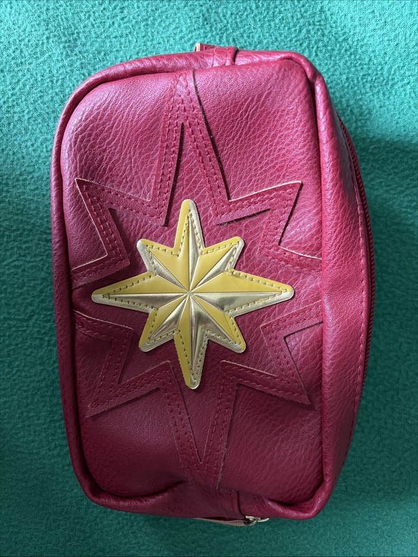 Captain Marvel Red Gold Faux Leather Waist Fanny Pack 7x6x2 Inches