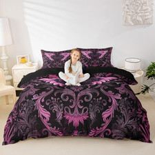 Retro Paisley Duvet Cover Set King Size Pink Wings Bedding Set for Boys Girls Be