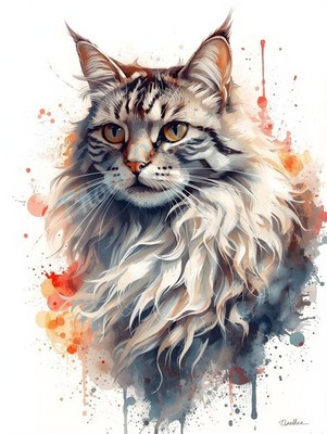 A4 Foto Perserkatze Explosion künstlerische Farben - Poster Dekoration - 2037