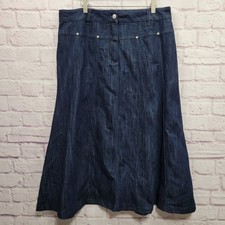 Cherry Krave Denim Maxi A-Line Skirt Womens 16 Dark Blue Y2K Fairy Grunge Retro
