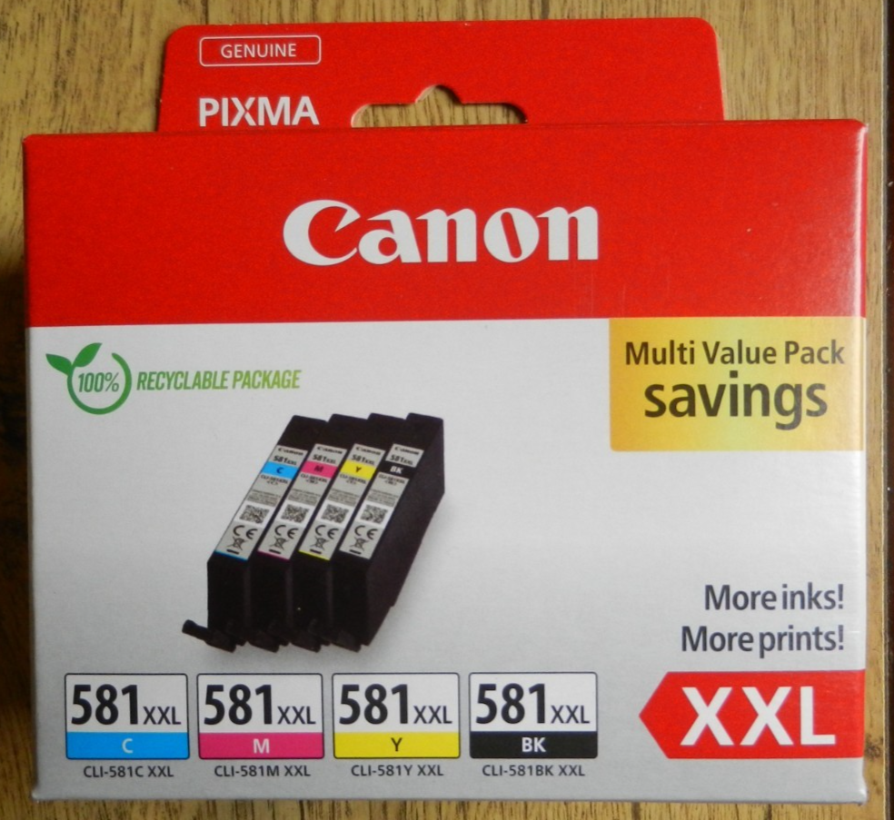Genuine Canon CLI-581XXL Multipack Cyan Magenta Yellow Black Ink Cartridge