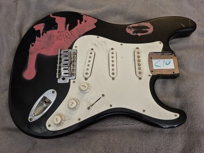 Stratocaster Strat Electric Guitar Body Black Pink Graffiti Fits Fender Squier 